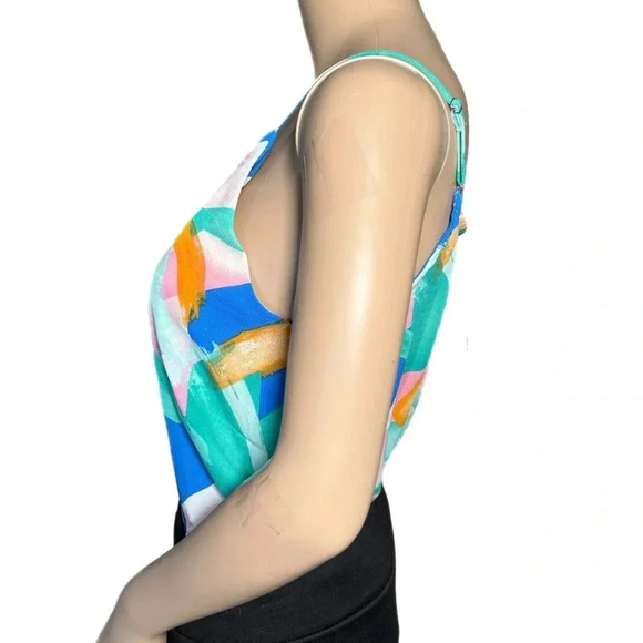 Multicolor Paint Brush Detail Sleeveless Top Cami Blouse Size Small Coastal Chic - Picture 4 of 10